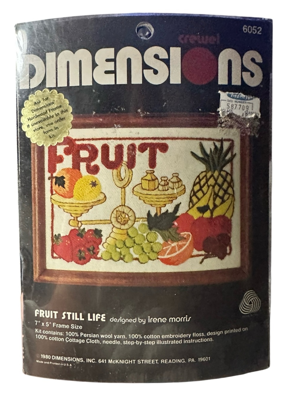 Vintage Dimensions Fruit Still Life Crewel Embroidery Kit NOS 1980